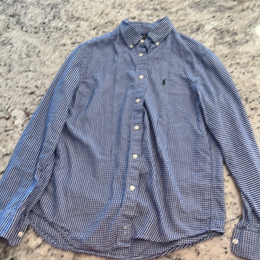 Blue Plaid Ralph Lauren Polo Button-Up (14-16)🔥